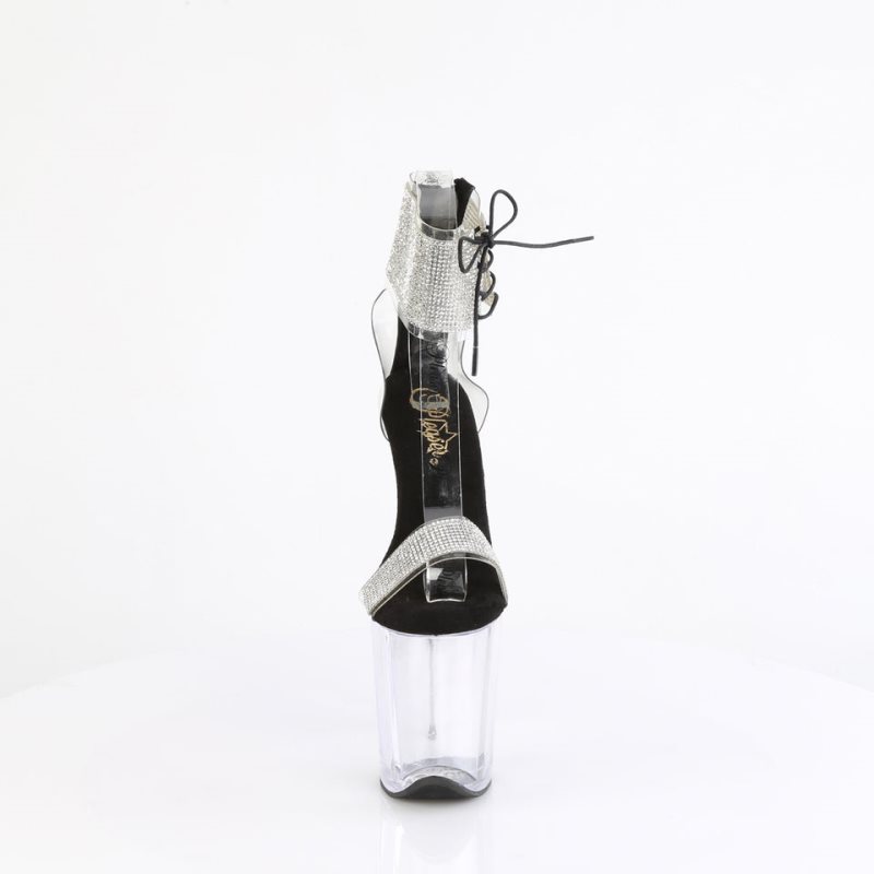 Pleaser Flamingo-827RS Women's Platform Heels Sandals Black / Clear | NZ MRXICV