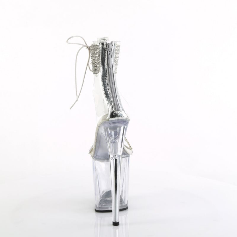 Pleaser Flamingo-827RS Women's Platform Heels Sandals Silver / Clear | NZ TVILGQ