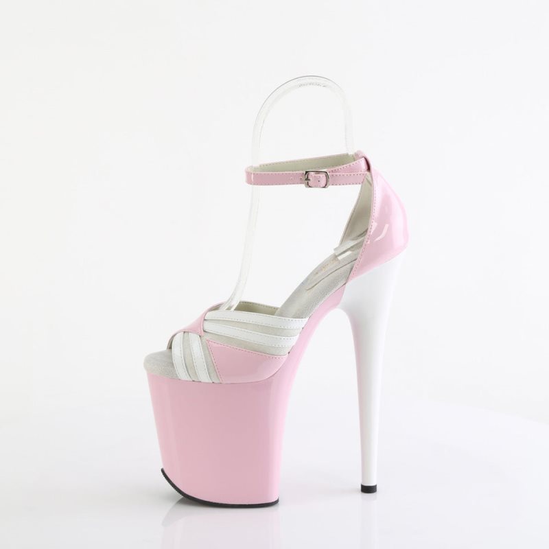 Pleaser Flamingo-884 Women's Platform Heels Sandals Pink / White | NZ HQCPGW