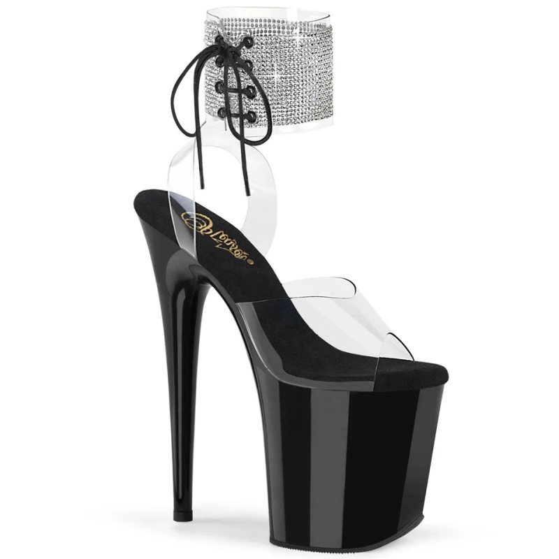 Pleaser Flamingo-891-2RS Women\'s Platform Heels Sandals Black / Clear | NZ MOTWVH