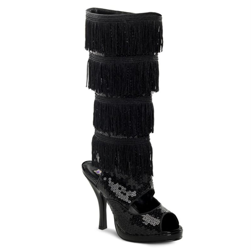 Pleaser Flapper-168 Women\'s Knee-high Boots Black | NZ ZIFMNJ