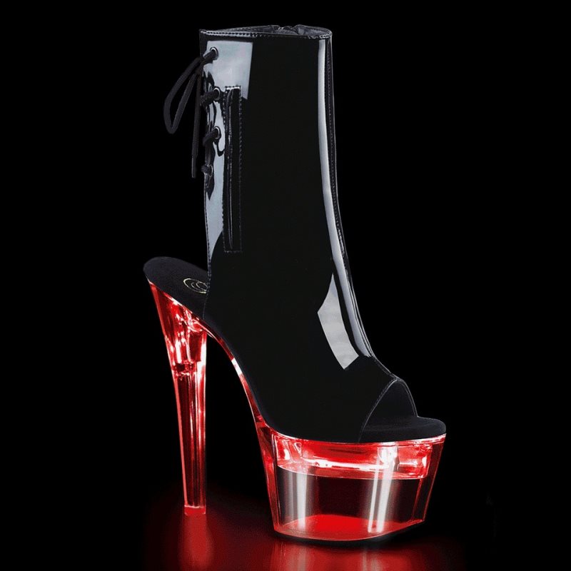 Pleaser Flashdance-1018-7 Women\'s Heels Boots Black / Clear | NZ XMSNAJ