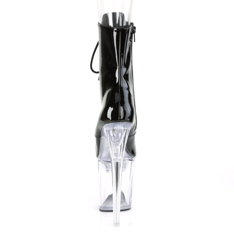 Pleaser Flashdance-1020-8 Women's Heels Boots Black / Clear | NZ IRYQTN