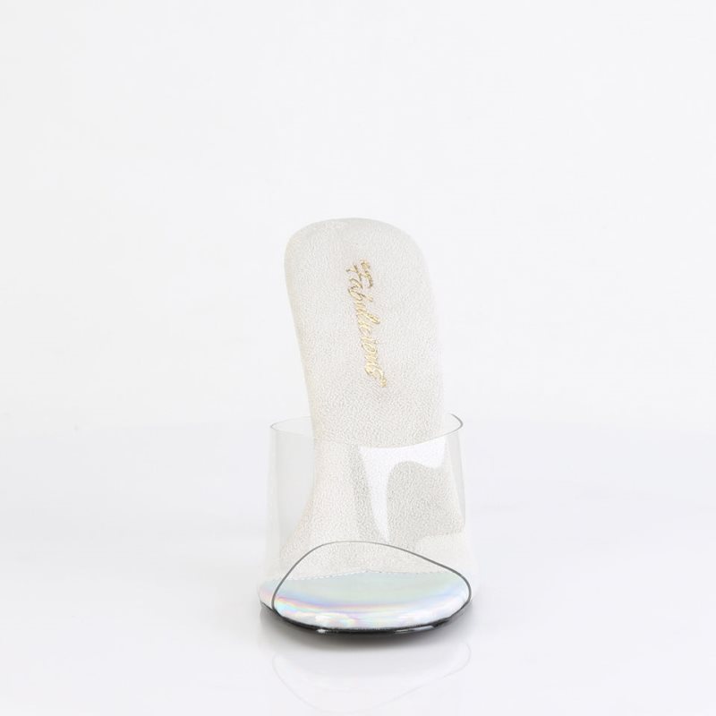 Pleaser Gala-01DML Women's Slides Silver / Clear | NZ VJLSFX