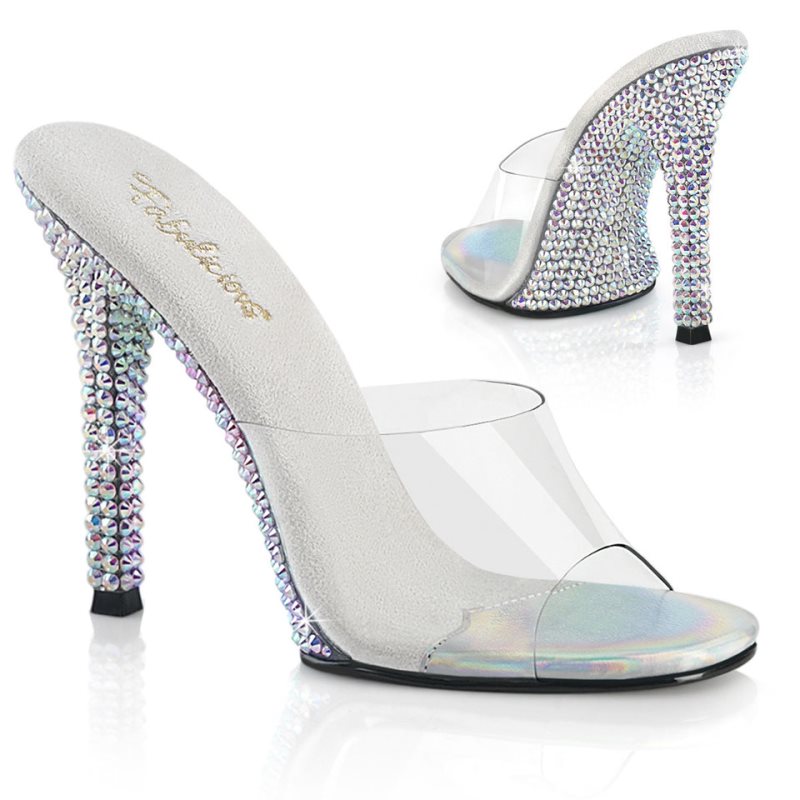 Pleaser Gala-01DML Women\'s Slides Silver / Clear | NZ VJLSFX