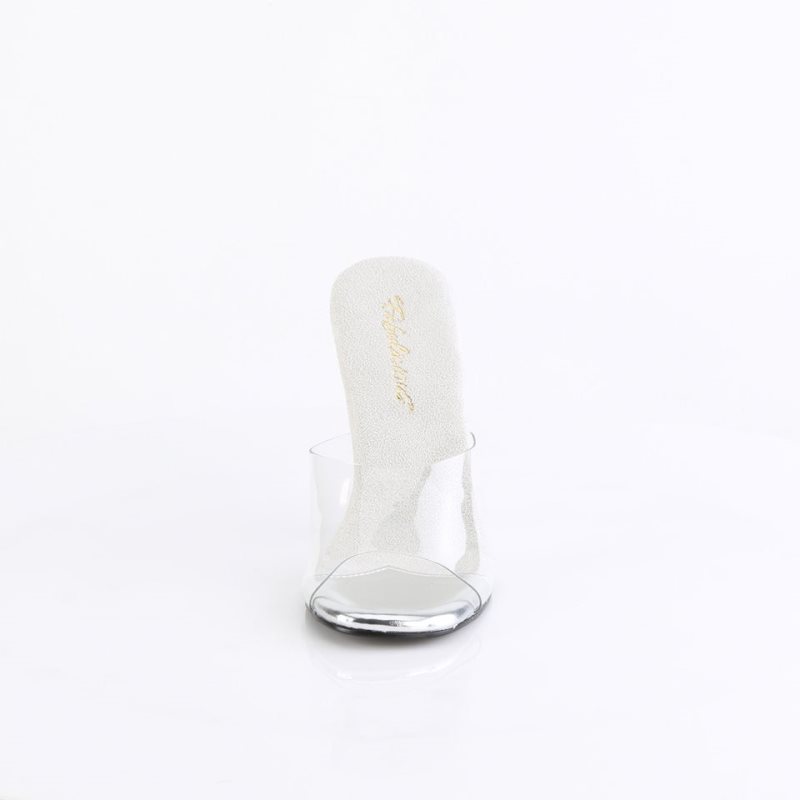 Pleaser Gala-01DM Women's Slides Silver / Clear | NZ LWFPUI