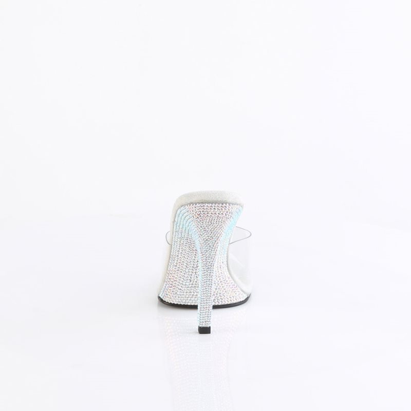 Pleaser Gala-01DM Women's Slides Silver / Clear | NZ LWFPUI
