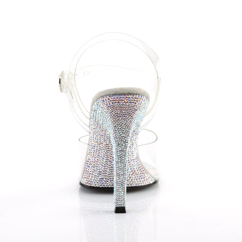 Pleaser Gala-08DM Women's Heels Sandals Silver / Clear | NZ TDLNYV