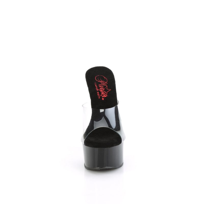 Pleaser Gleam-601 Women's Platform Slides Black / Clear | NZ RSXFWJ