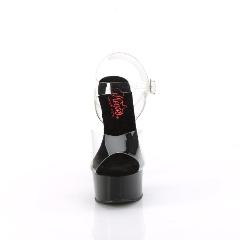 Pleaser Gleam-608 Women's Platform Heels Sandals Black / Clear | NZ AGYTNH