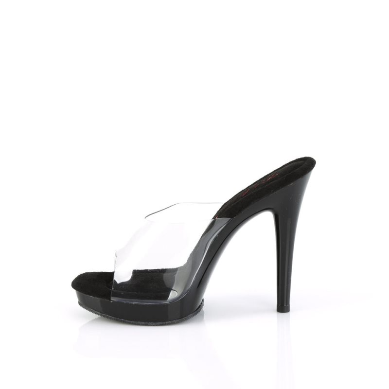 Pleaser Glory-501 Women's Platform Slides Black / Clear | NZ UZHGKX
