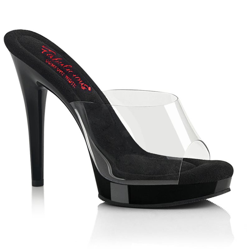 Pleaser Glory-501 Women\'s Platform Slides Black / Clear | NZ UZHGKX