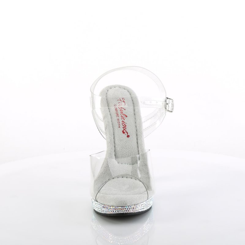 Pleaser Glory-508DM Women's Heels Sandals Silver / Clear | NZ AMCZGE