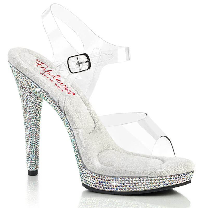 Pleaser Glory-508DM Women\'s Heels Sandals Silver / Clear | NZ AMCZGE