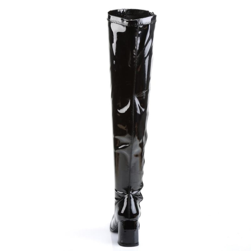 Pleaser Gogo-3000 Women's Thigh High Boots Black | NZ WMSDVI