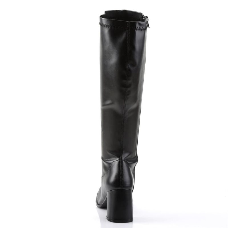 Pleaser Gogo-300WC Vegan Leather Women's Knee-high Boots Black | NZ KHRJNI