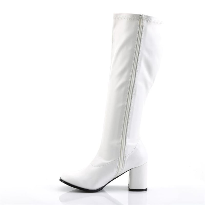 Pleaser Gogo-300WC Vegan Leather Women's Knee-high Boots White | NZ TNKLEZ