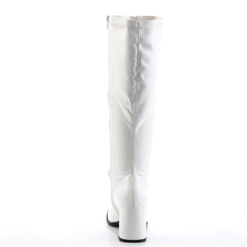 Pleaser Gogo-300WC Vegan Leather Women's Knee-high Boots White | NZ TNKLEZ