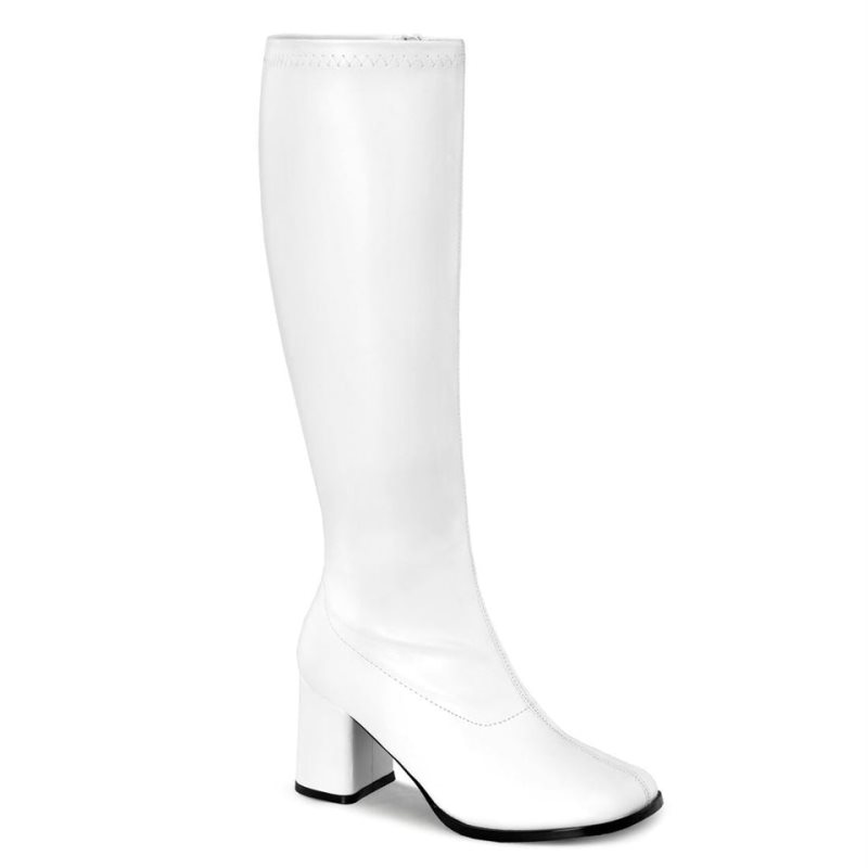 Pleaser Gogo-300WC Vegan Leather Women\'s Knee-high Boots White | NZ TNKLEZ