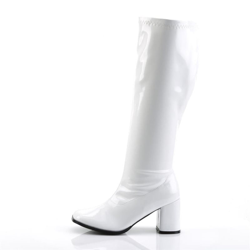 Pleaser Gogo-300WC Women's Knee-high Boots White | NZ QVYMWR