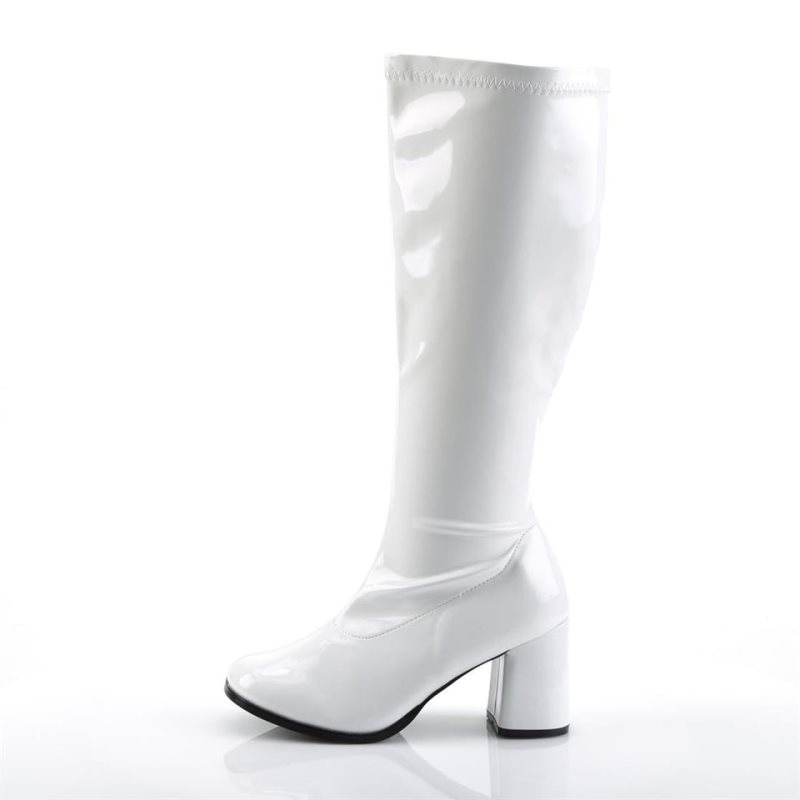 Pleaser Gogo-300X Women's Knee-high Boots White | NZ MNKGRI