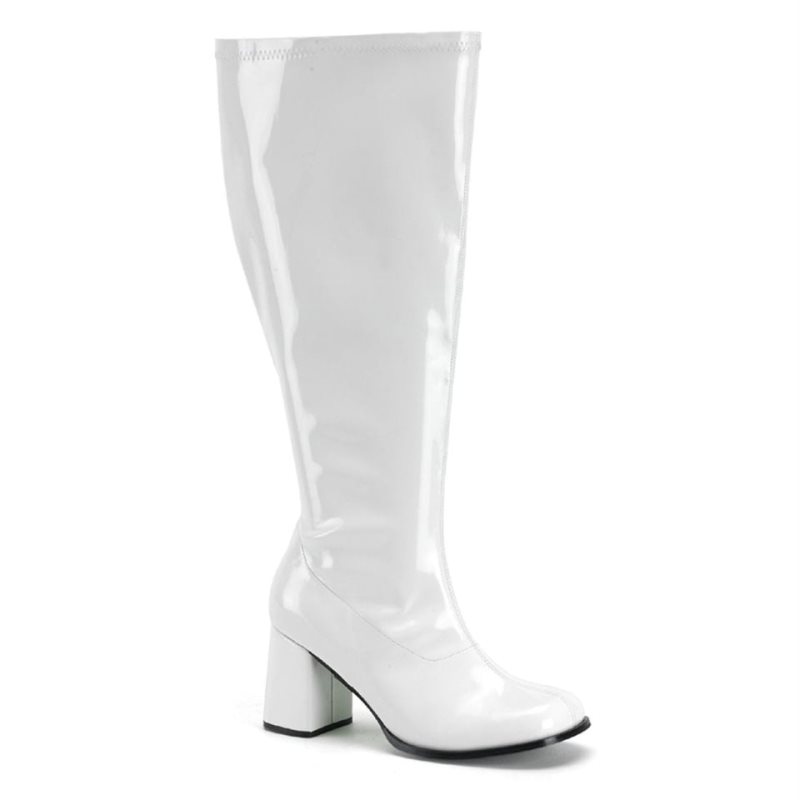 Pleaser Gogo-300X Women\'s Knee-high Boots White | NZ MNKGRI