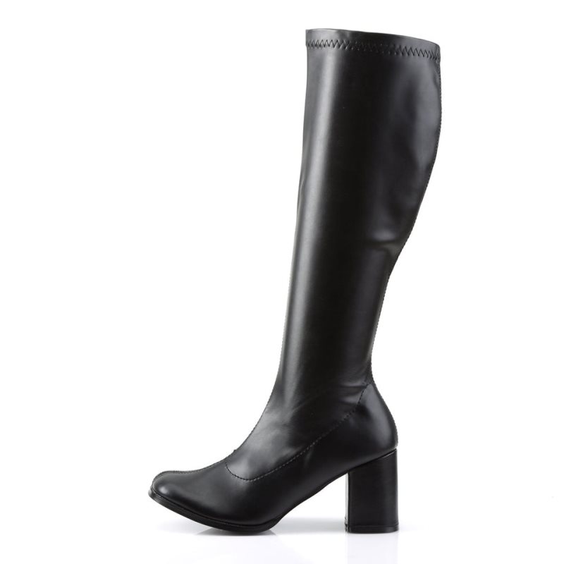 Pleaser Gogo-300 Vegan Leather Women's Knee-high Boots Black | NZ DQLNIB