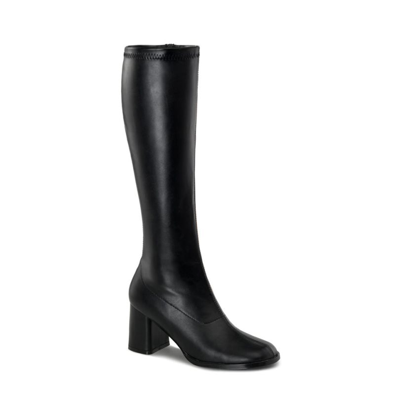 Pleaser Gogo-300 Vegan Leather Women\'s Knee-high Boots Black | NZ DQLNIB