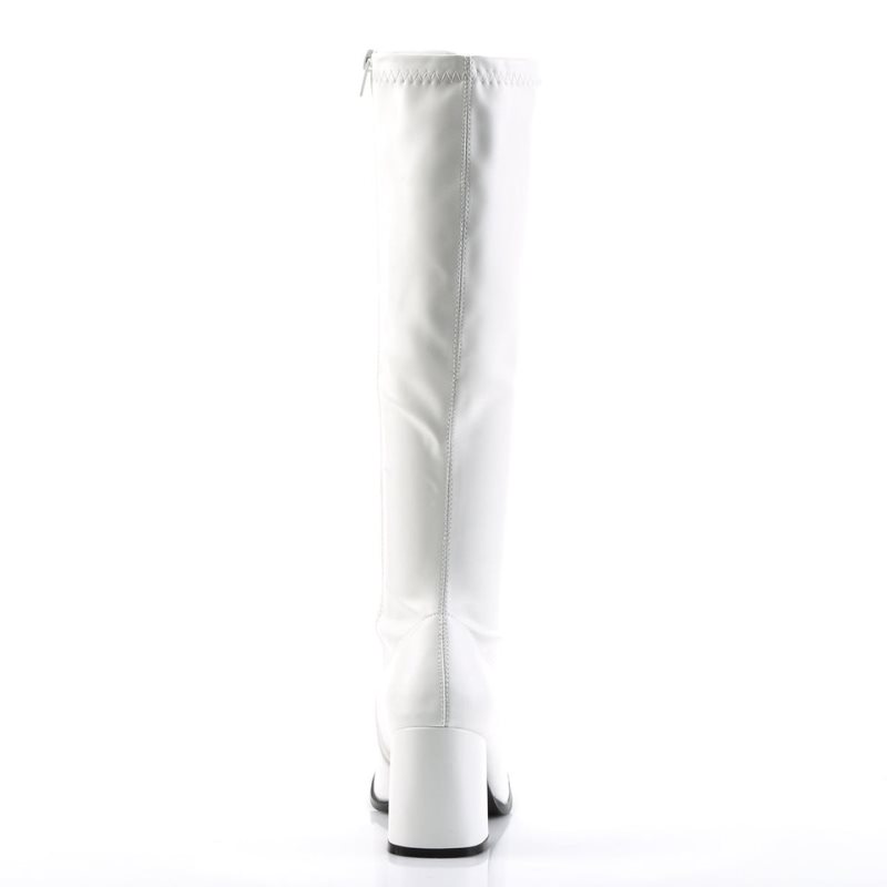 Pleaser Gogo-300 Vegan Leather Women's Knee-high Boots White | NZ ANFIMB
