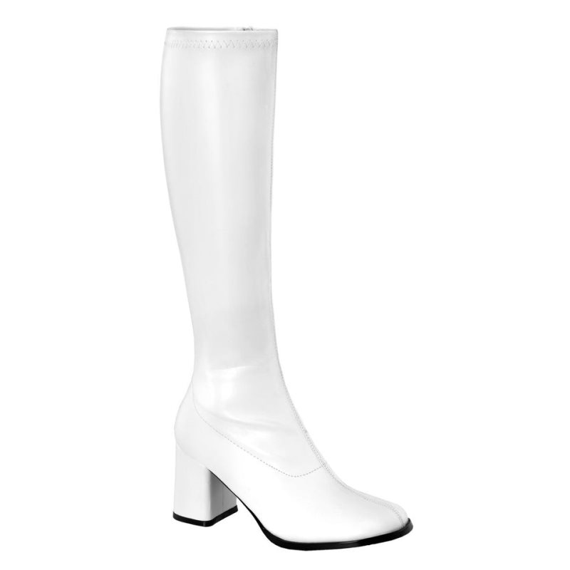 Pleaser Gogo-300 Vegan Leather Women\'s Knee-high Boots White | NZ ANFIMB