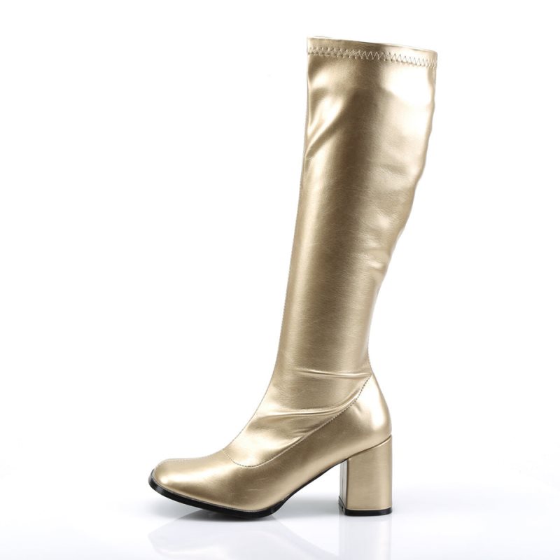 Pleaser Gogo-300 Women's Knee-high Boots Gold | NZ XZDOLS