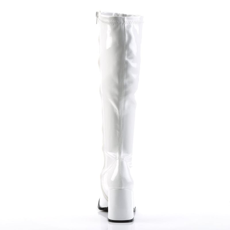 Pleaser Gogo-300 Women's Knee-high Boots White | NZ OUZBMP