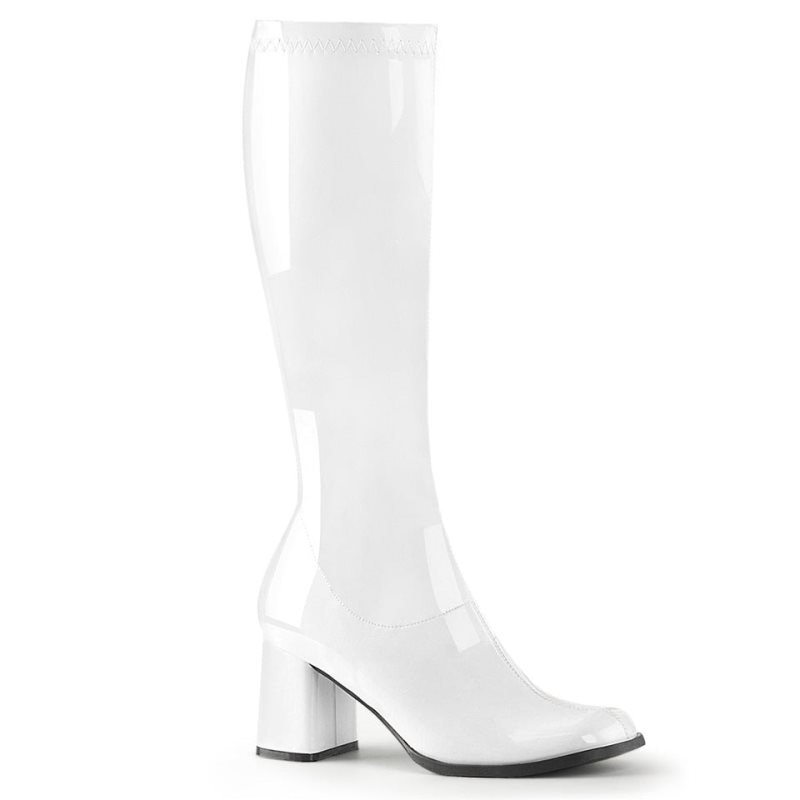 Pleaser Gogo-300 Women\'s Knee-high Boots White | NZ OUZBMP