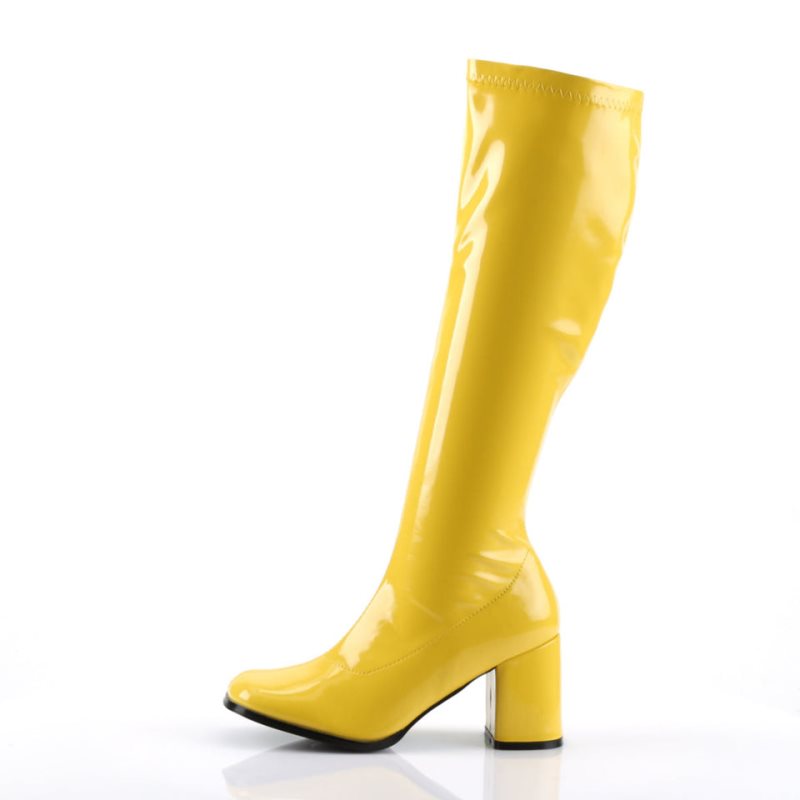 Pleaser Gogo-300 Women's Knee-high Boots Yellow | NZ JCQNIM