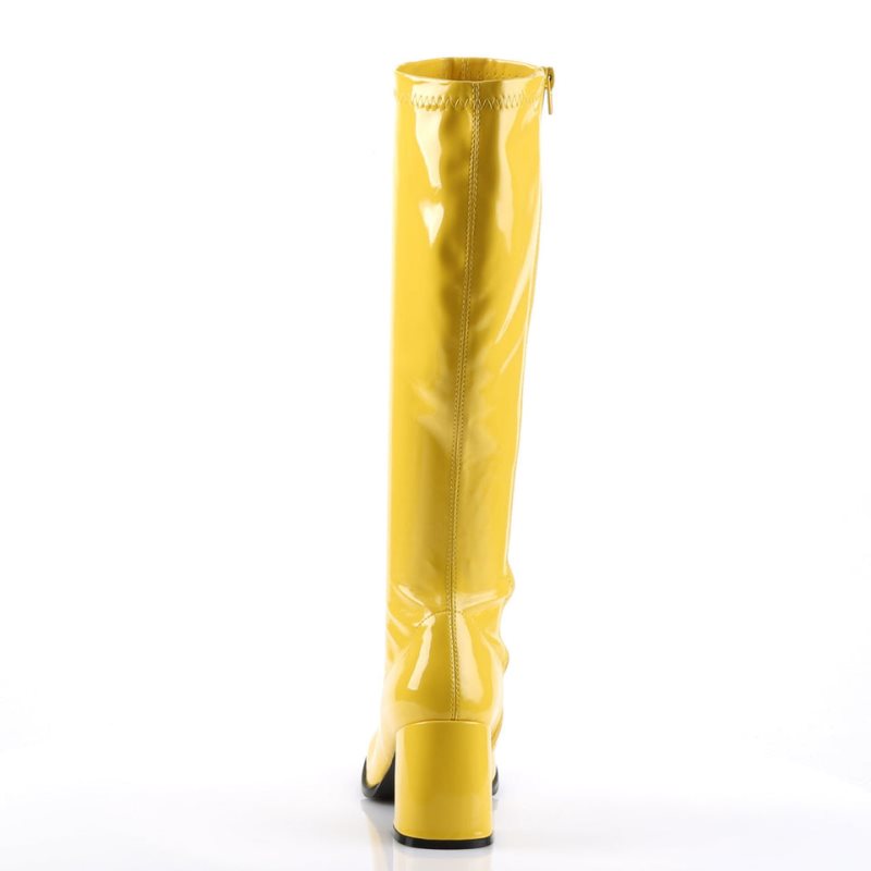 Pleaser Gogo-300 Women's Knee-high Boots Yellow | NZ JCQNIM
