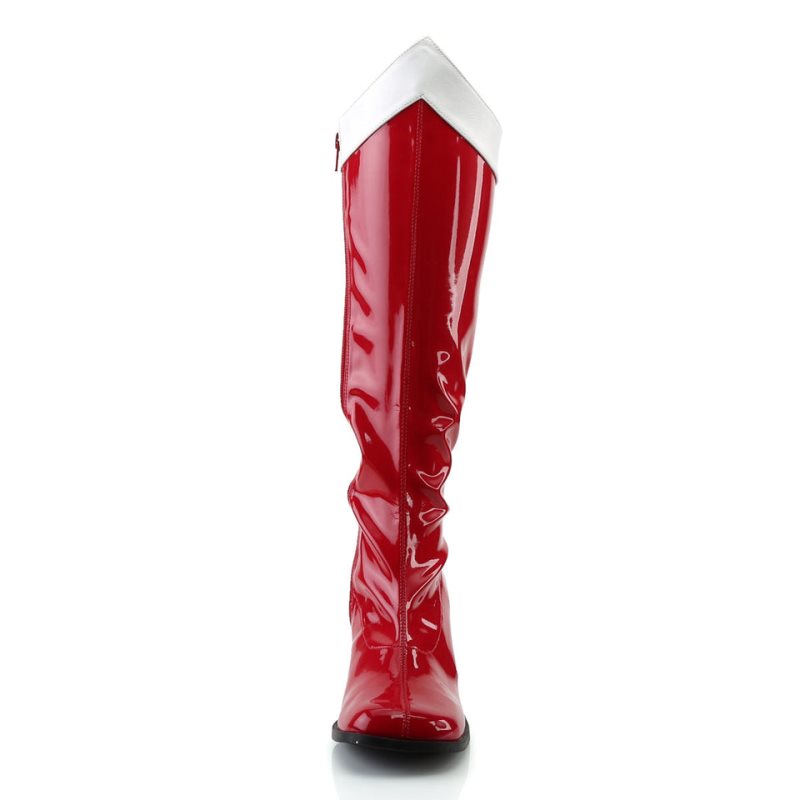 Pleaser Gogo-306 Women's Knee-high Boots Red / White | NZ HJNOGU