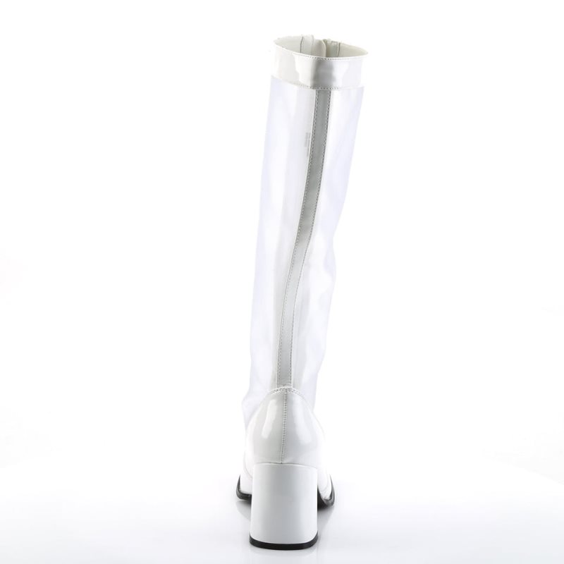 Pleaser Gogo-307 Women's Knee-high Boots White | NZ QLECWB