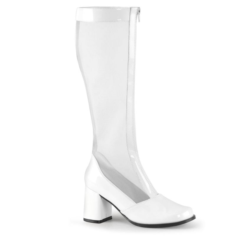 Pleaser Gogo-307 Women\'s Knee-high Boots White | NZ QLECWB