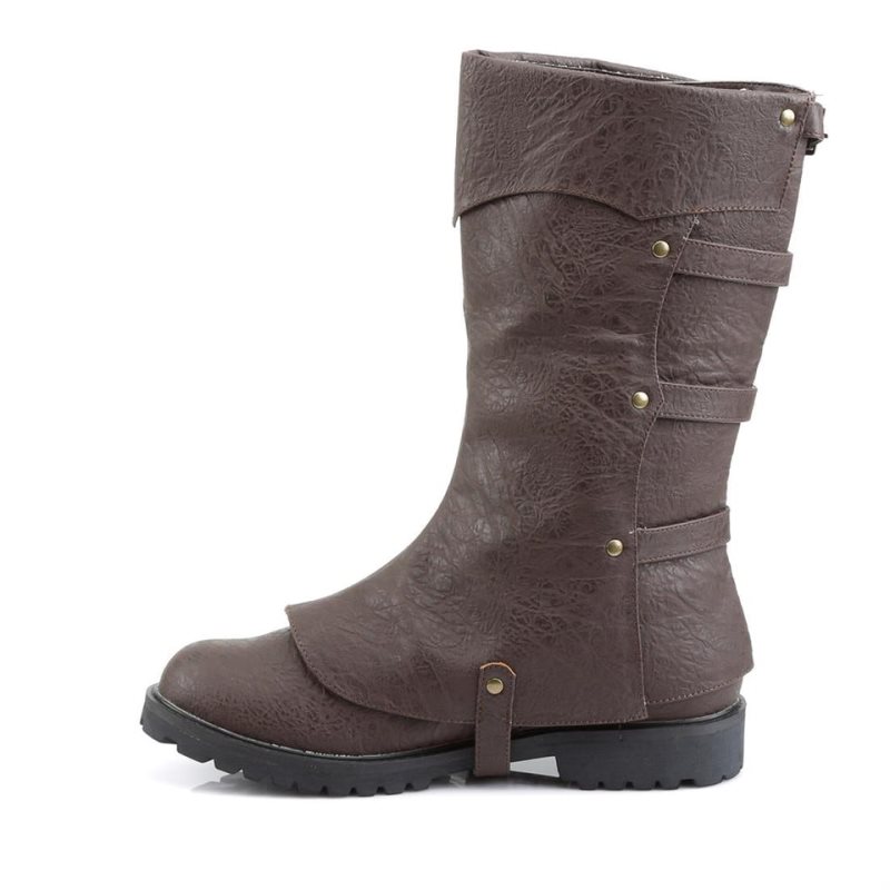 Pleaser Gotham-105 Men's Knee-high Boots Brown | NZ VKOLMW