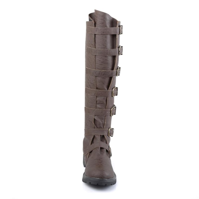 Pleaser Gotham-110 Men's Knee-high Boots Brown | NZ UAFVTI