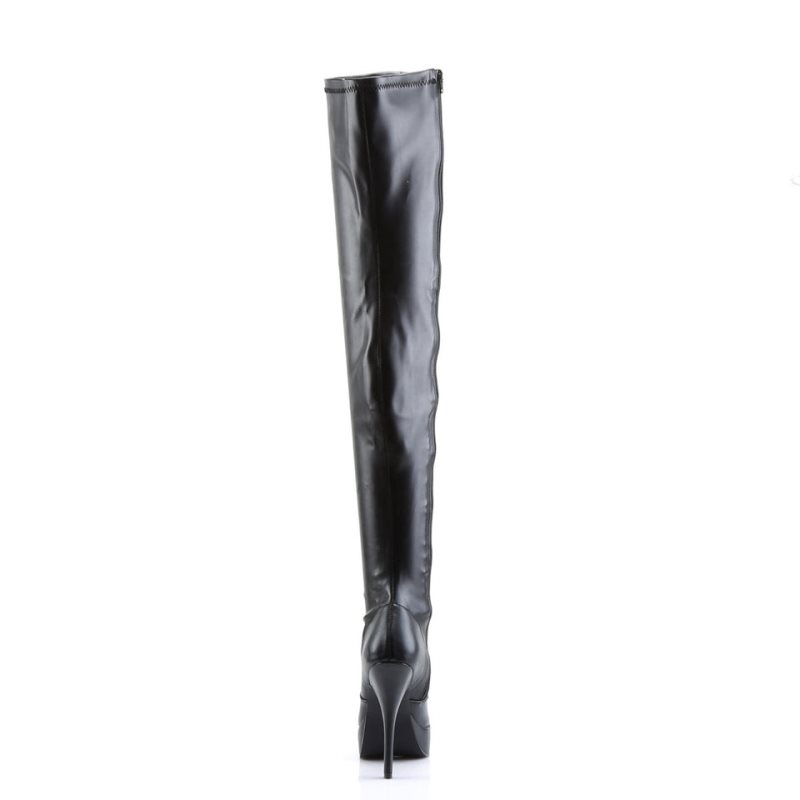 Pleaser Indulge-3000 Vegan Leather Women's Thigh High Boots Black | NZ NBMIFS