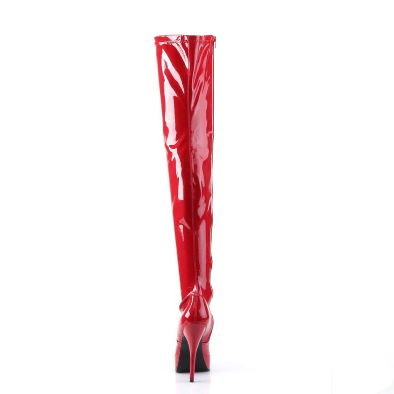 Pleaser Indulge-3000 Women's Thigh High Boots Red | NZ JWSIXA