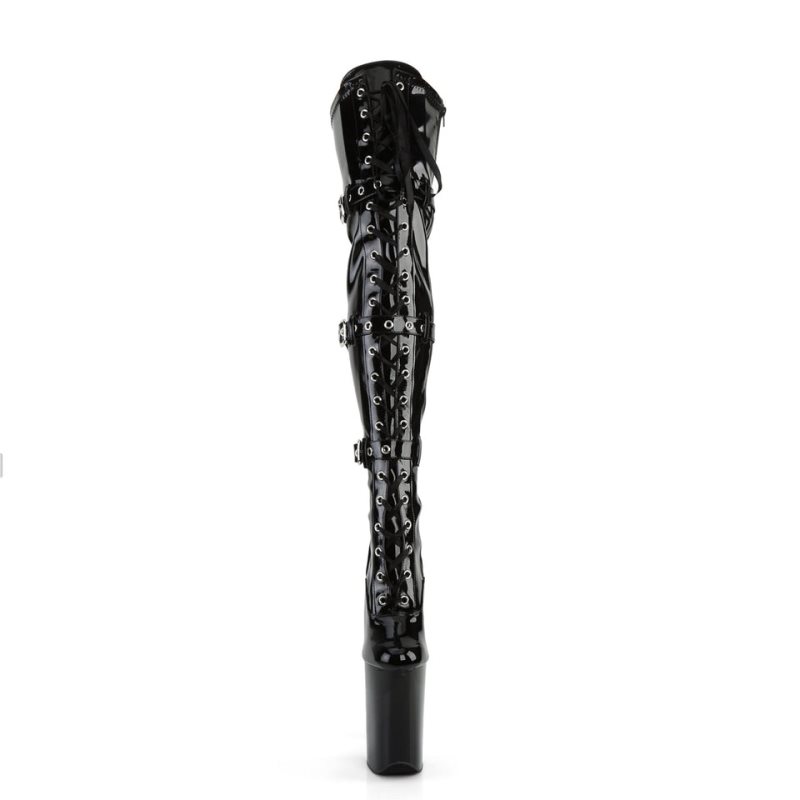 Pleaser Infinity-3028 Women's Thigh High Boots Black | NZ QCZXFN