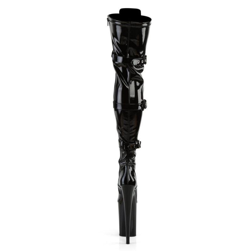 Pleaser Infinity-3028 Women's Thigh High Boots Black | NZ QCZXFN