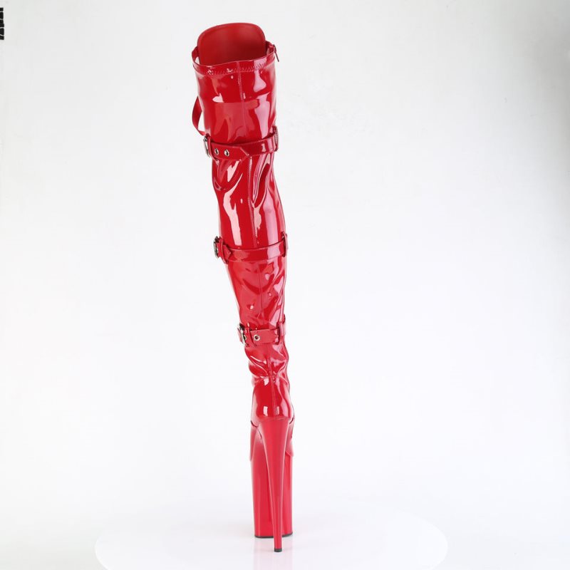 Pleaser Infinity-3028 Women's Thigh High Boots Red | NZ BPYDCM