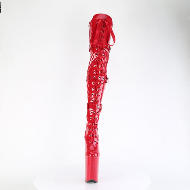 Pleaser Infinity-3028 Women's Thigh High Boots Red | NZ BPYDCM