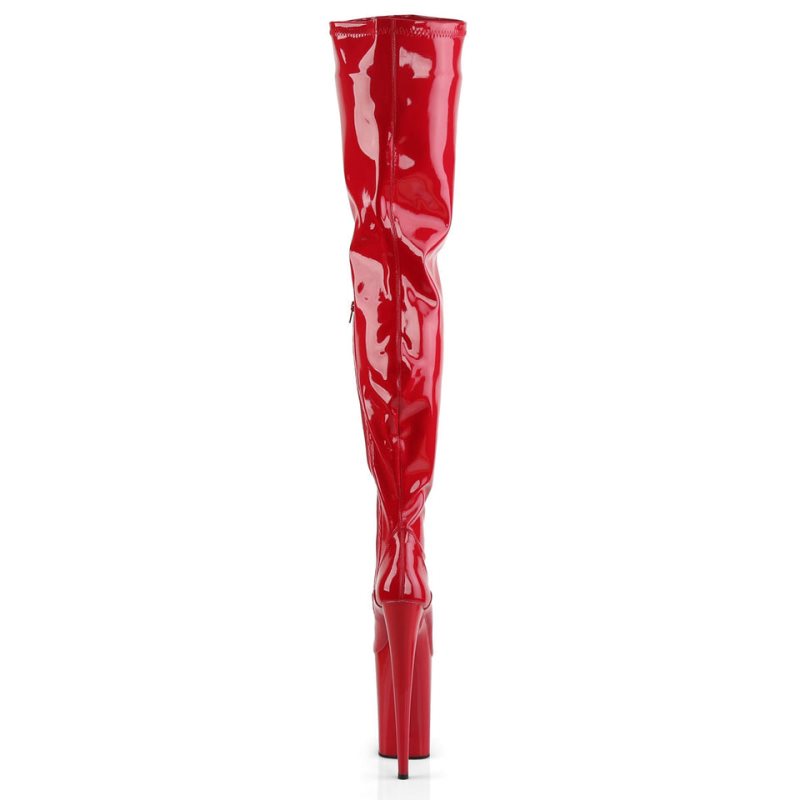 Pleaser Infinity-4000 Women's Thigh High Boots Red | NZ RQUEFI