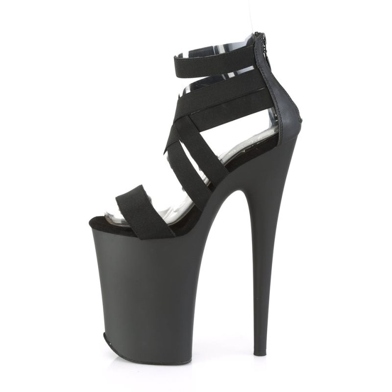 Pleaser Infinity-969 Vegan Leather Women's Platform Heels Sandals Black | NZ NBURZM
