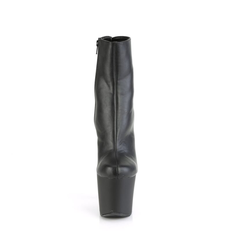Pleaser Irongrip-1042 Vegan Leather Women's Heels Boots Black / Silver | NZ YSWDHO