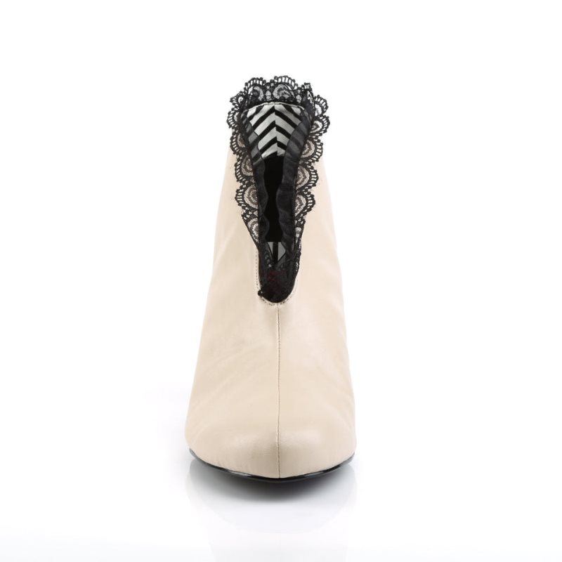 Pleaser Jenna-105 Vegan Leather Women's Heels Boots White | NZ KCHNTU